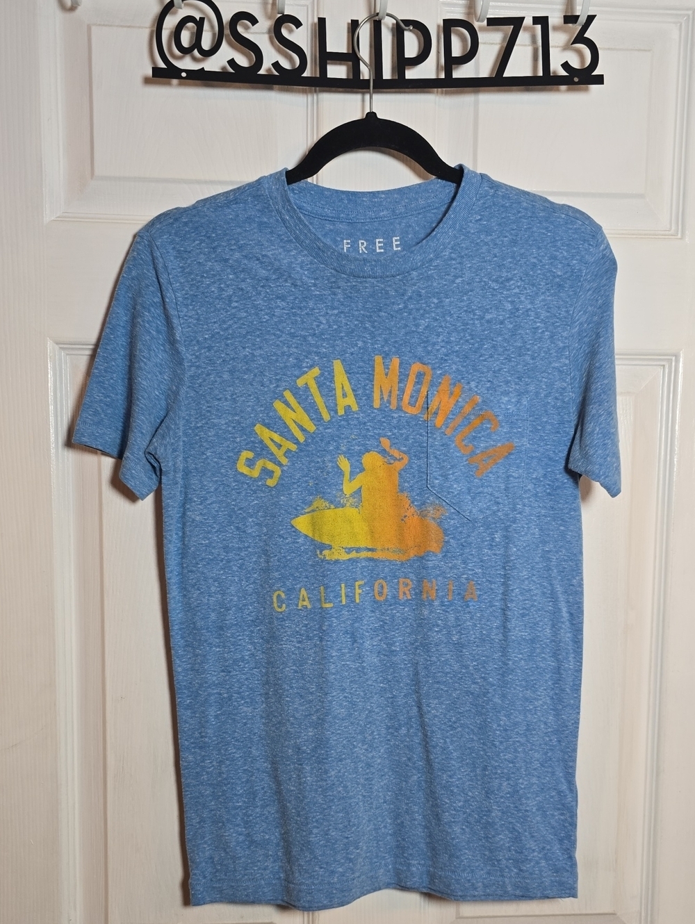 Free State Santa Monica Graphic Tee XS - Blue with Yellow/Orange Print